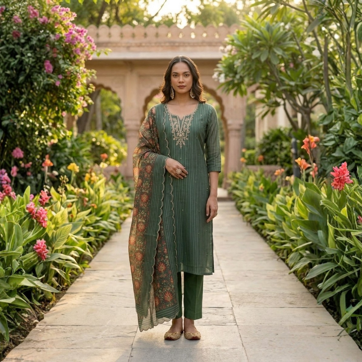 Women's Pack of 3 Pure Cotton Kurtas Pant Set & Dupatta |C-023