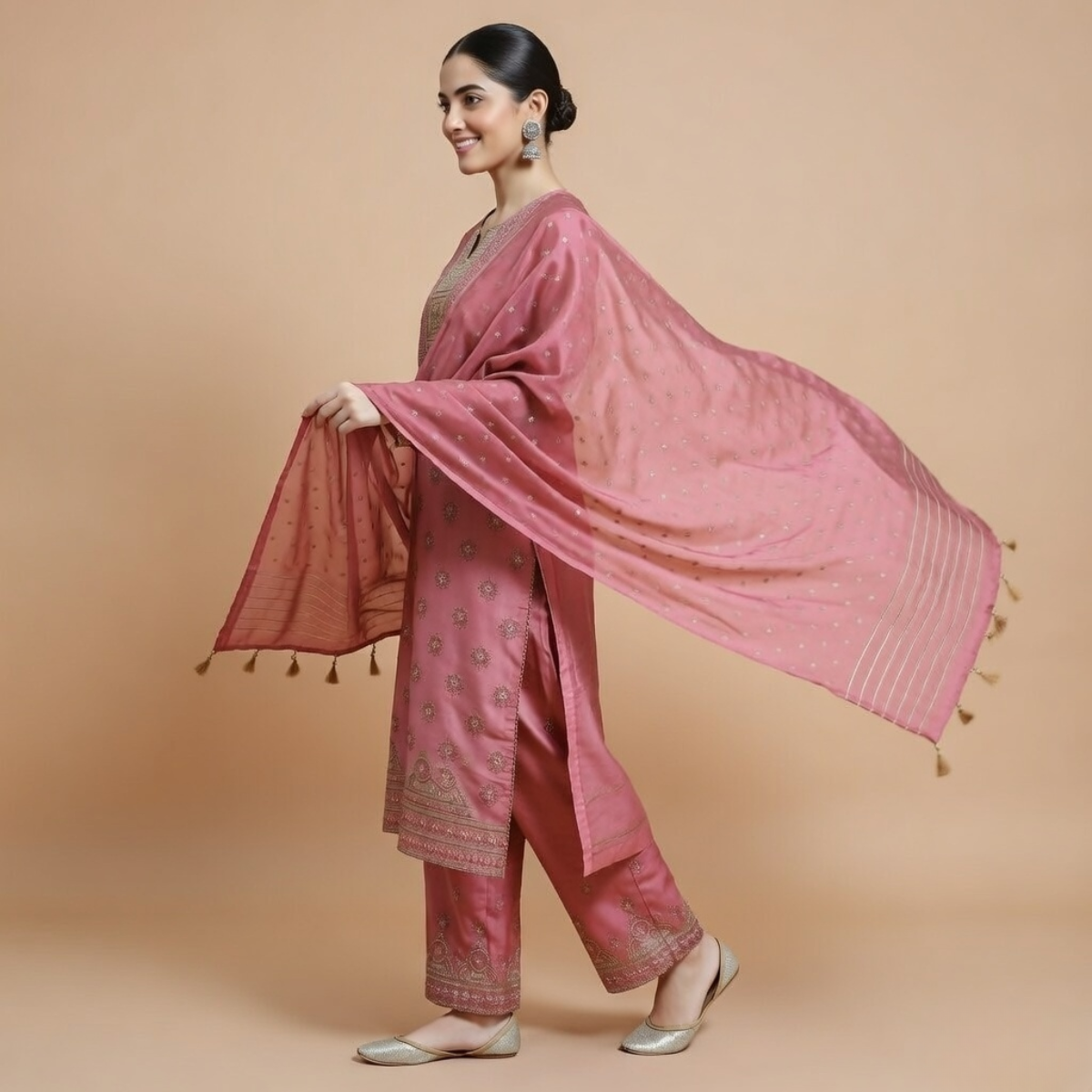 Women's Pack of 3 Pure Cotton Kurtis with Pant & Dupatta |C-015