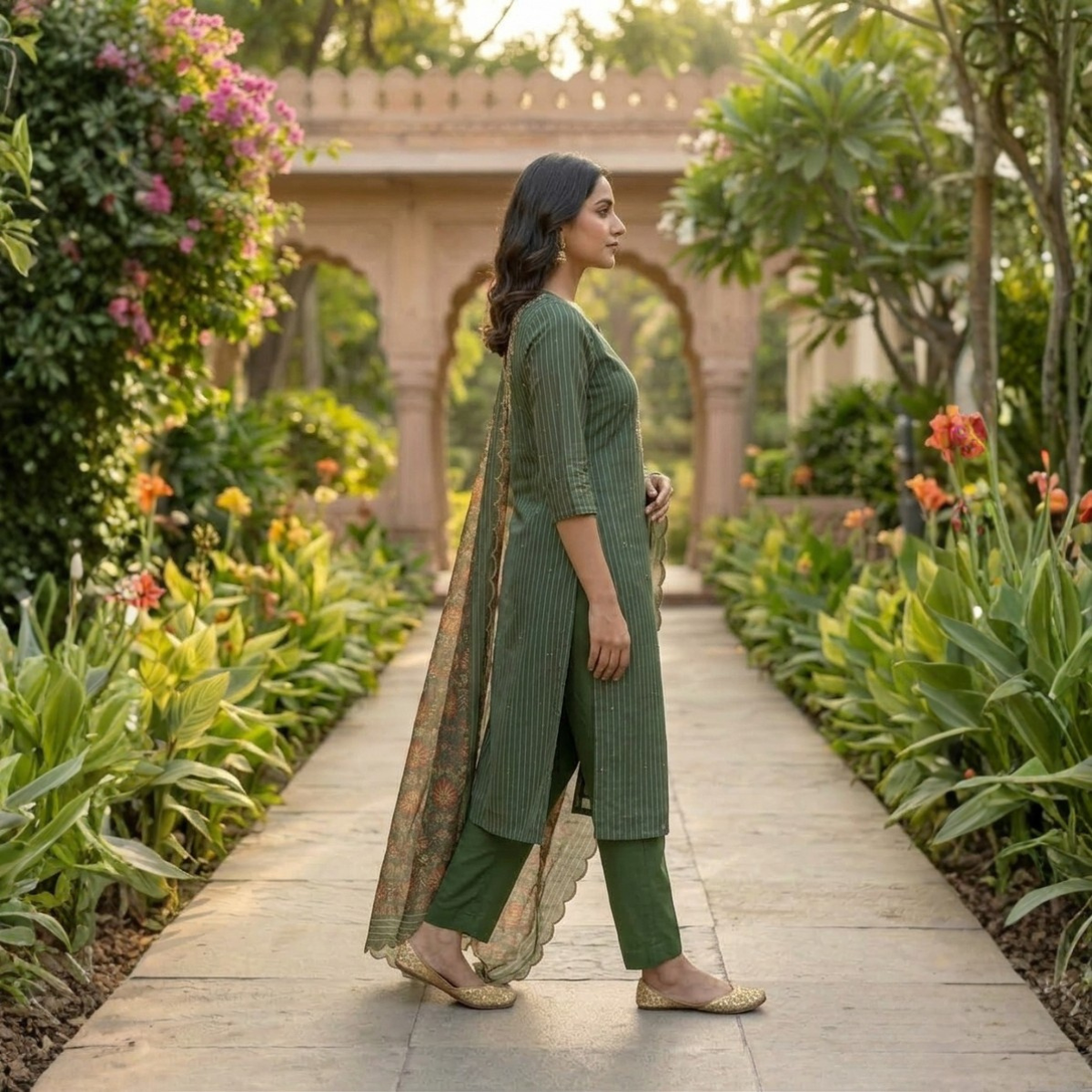 Women's Pack of 3 Pure Cotton Kurtas Pant Set & Dupatta |C-023