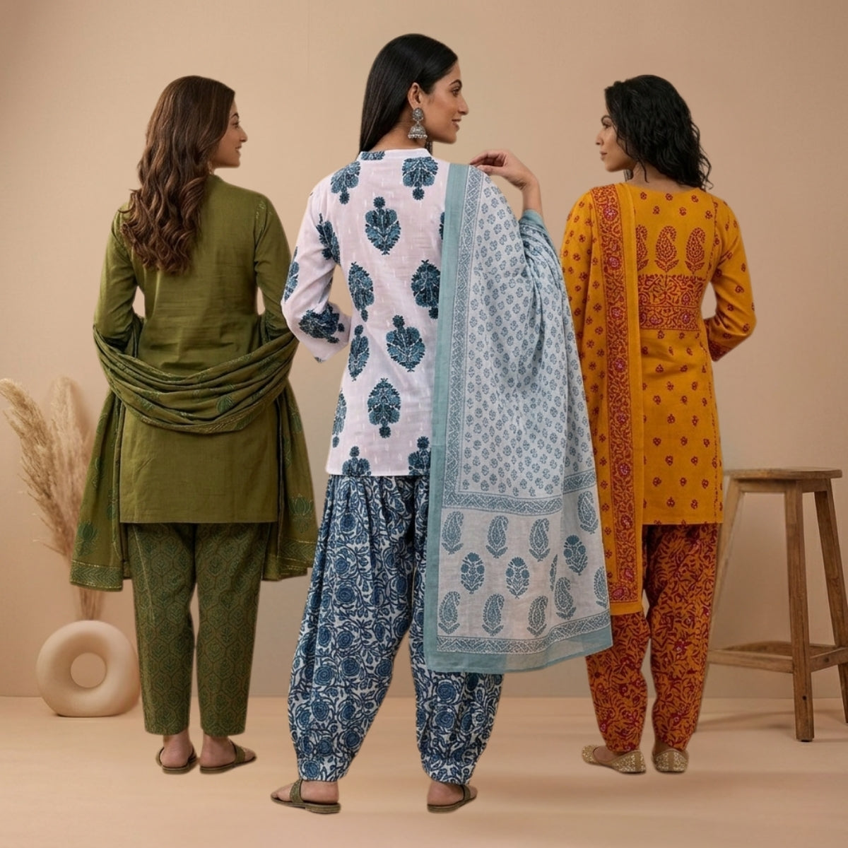 Pack Of 3 Farshi Salwar Kurta Set With Dupatta ( CKD_05)