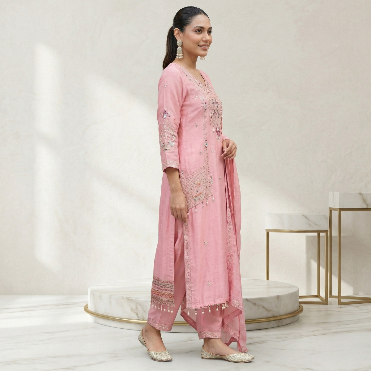 Women's Pack of 3 Pure Cotton Kurtas Pant Set & Dupatta |C-028