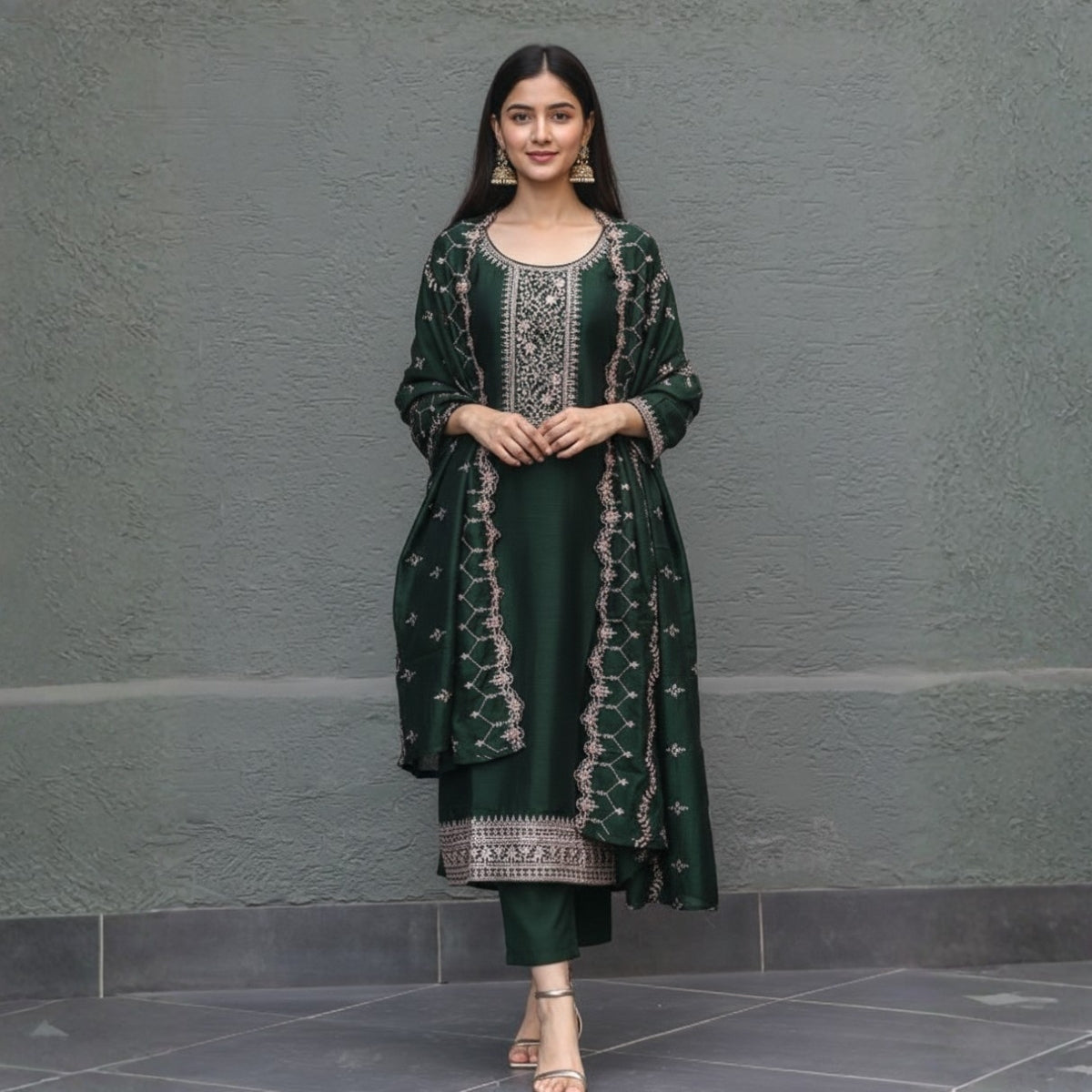 Pack of 2 Premium Cotton Kurtis with Pant & Dupatta – Casual Ethnic | C-06