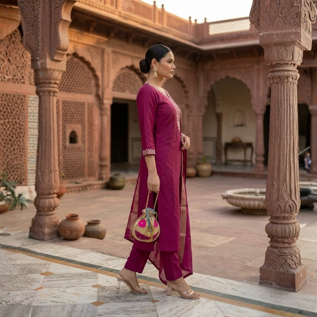 Women's Pack of 3 Pure Cotton Kurtas Pant Set & Dupatta |C-023