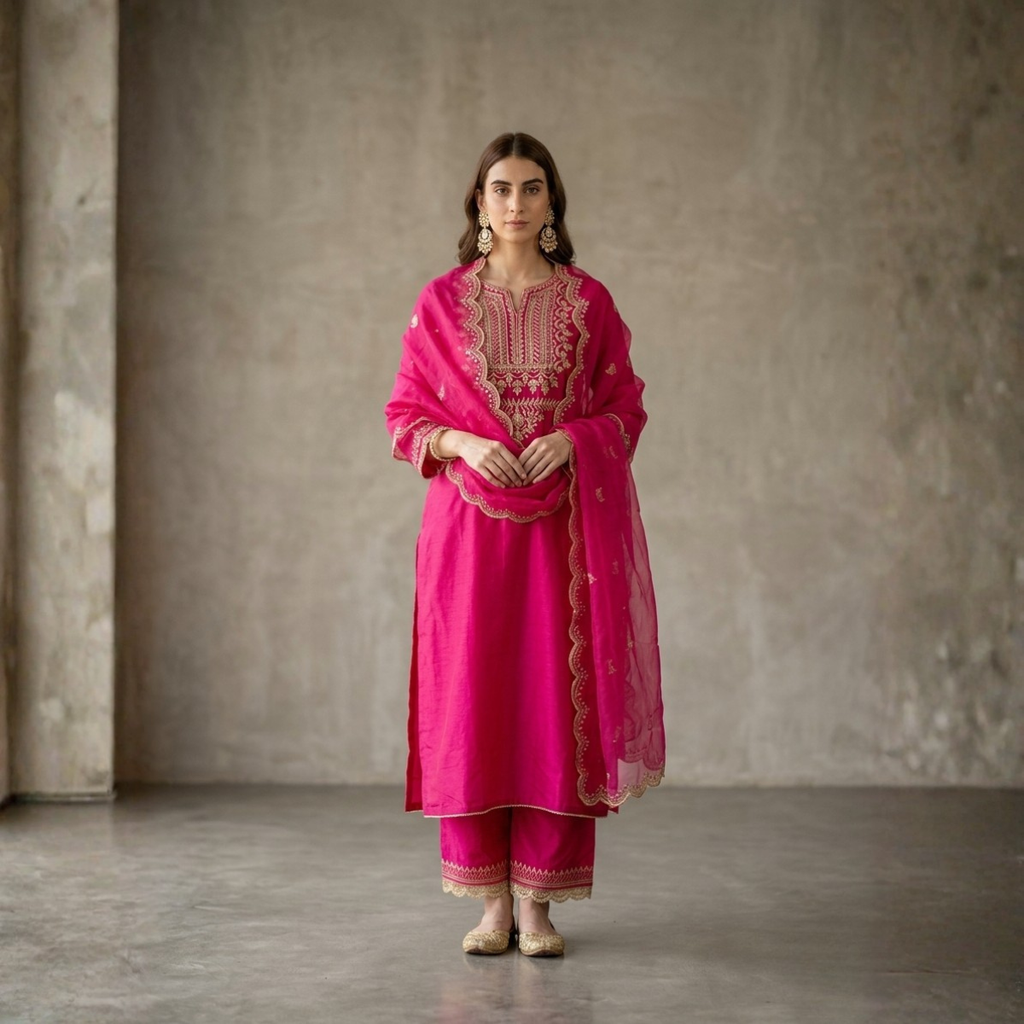 Women's Pack of 3 Pure Cotton Kurtas Pant Set & Dupatta |C-023