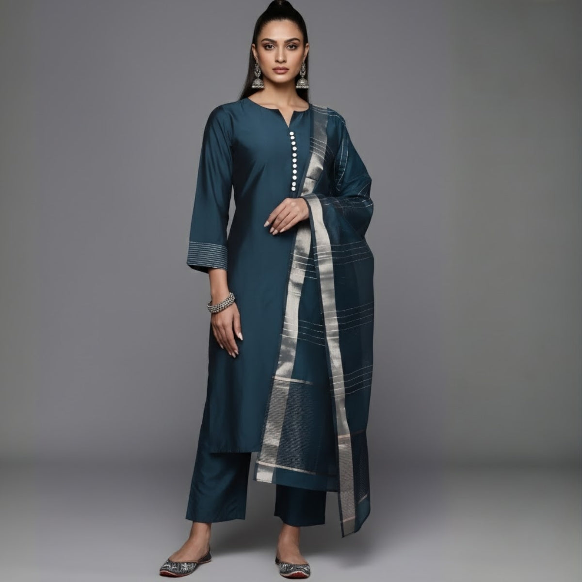 Women's Pack of 3 Pure Cotton Kurtis with Pant & Dupatta |C-014