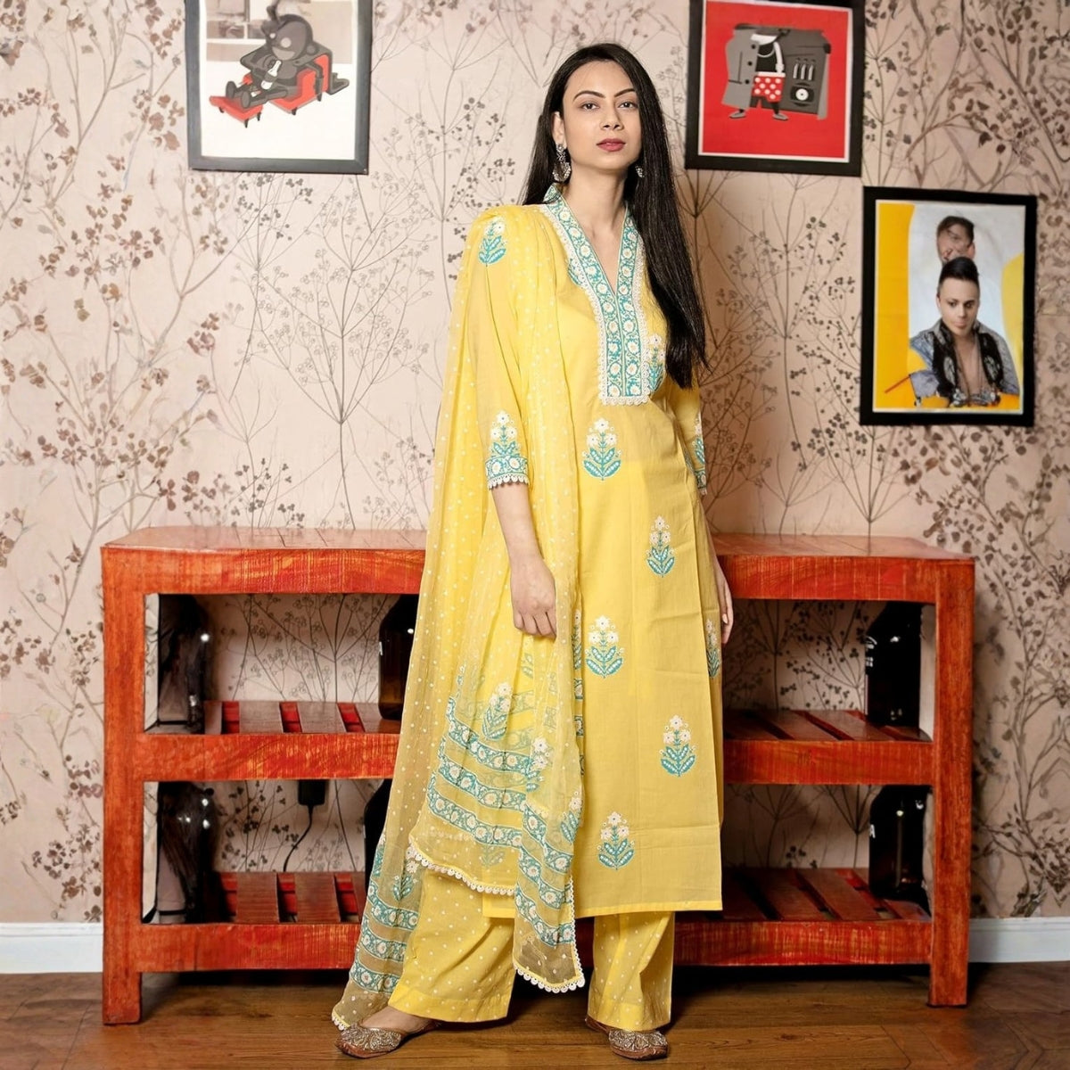 Pack of 2 Premium Cotton Kurtis with Pant & Dupatta – Casual Ethnic | C-06