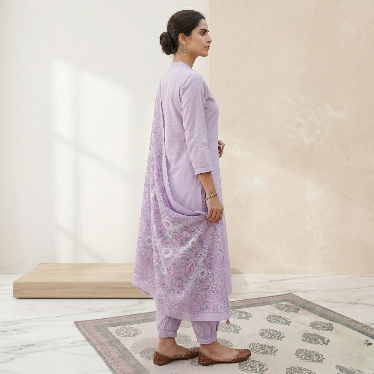 Women's Pack of 3 Pure Cotton Kurtas Pant Set & Dupatta |C-031