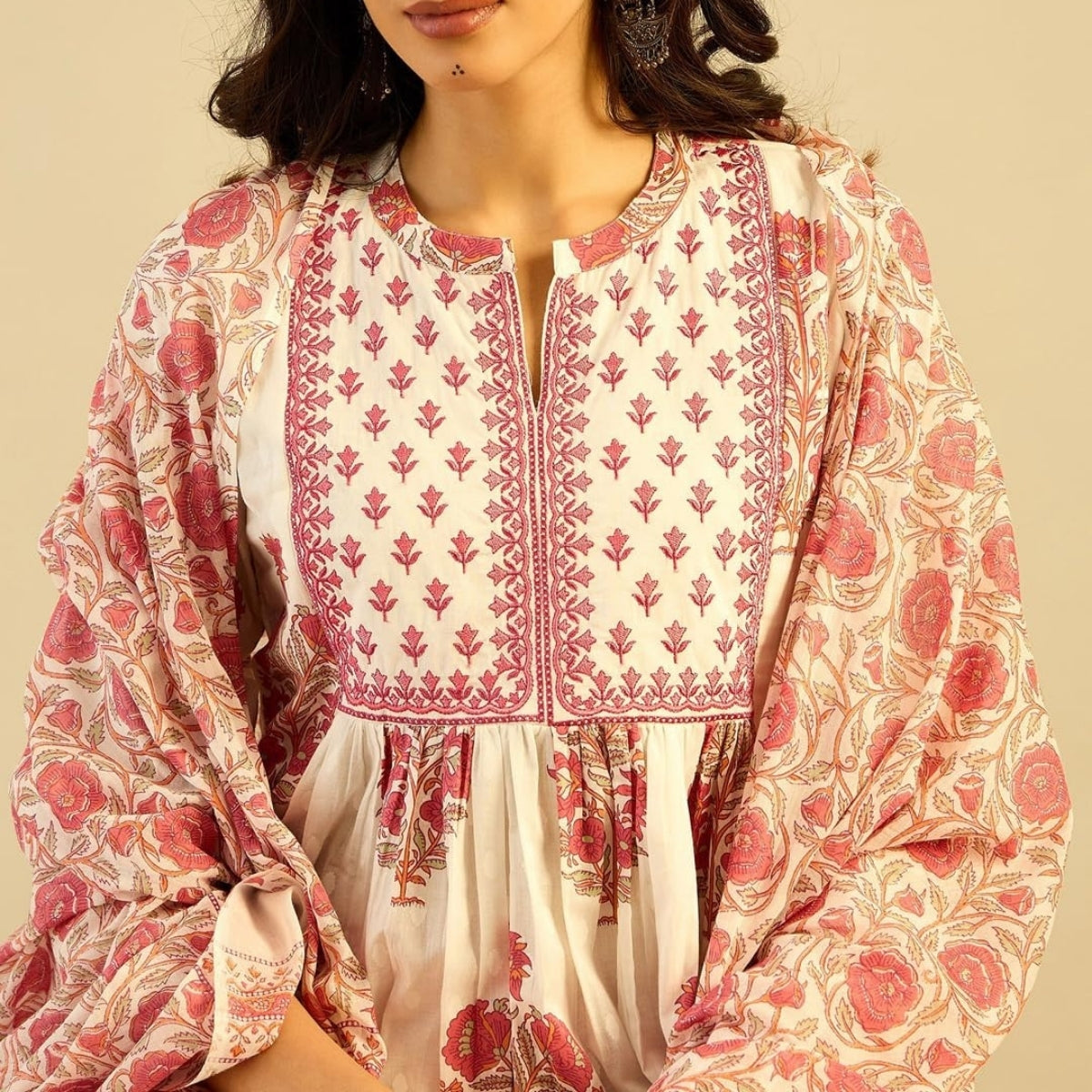 Pack of 2 Premium Cotton Kurtis with Plazzo Pant & Dupatta – Casual Ethnic| C-12