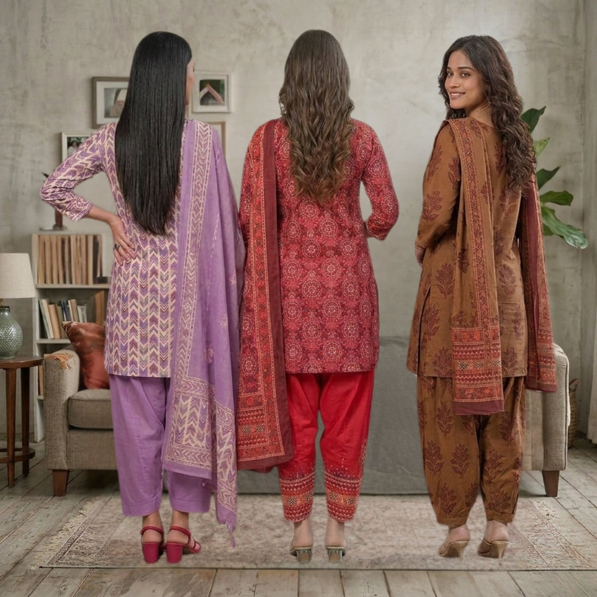 Pack Of 3 Farshi Salwar Kurta Set With Dupatta ( CKD_04)