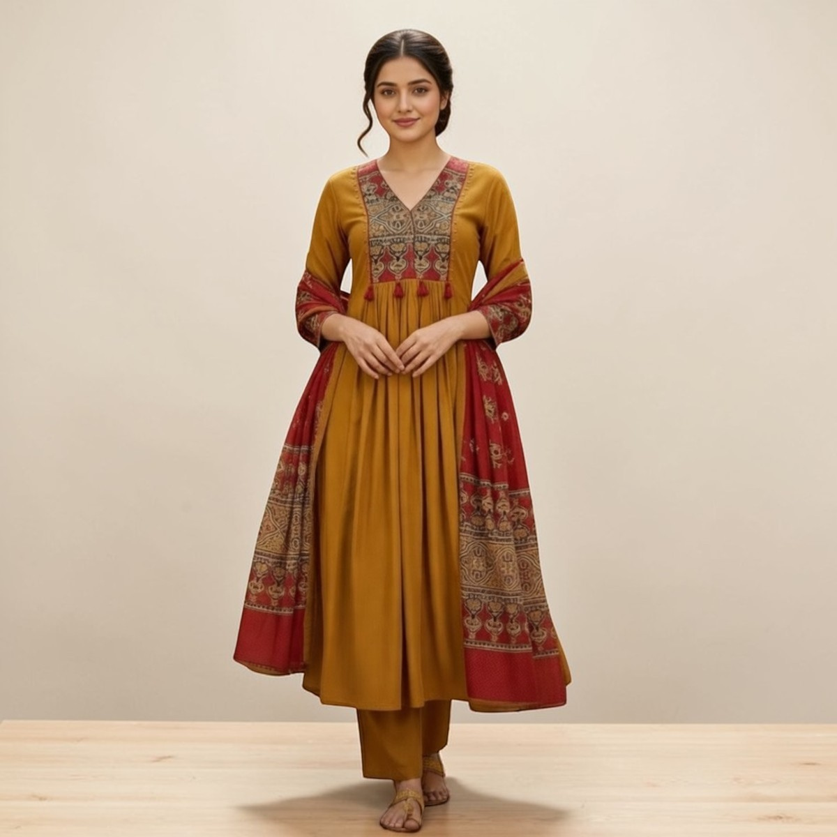 Women's Pack of 3 Pure Cotton Kurtis with Pant & Dupatta |C-017