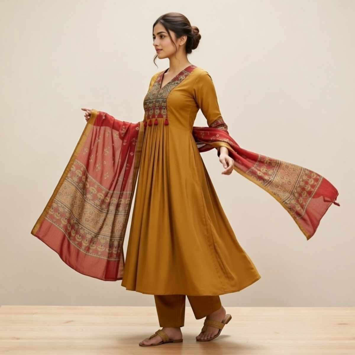 Women's Pack of 3 Pure Cotton Kurtis with Pant & Dupatta |C-017