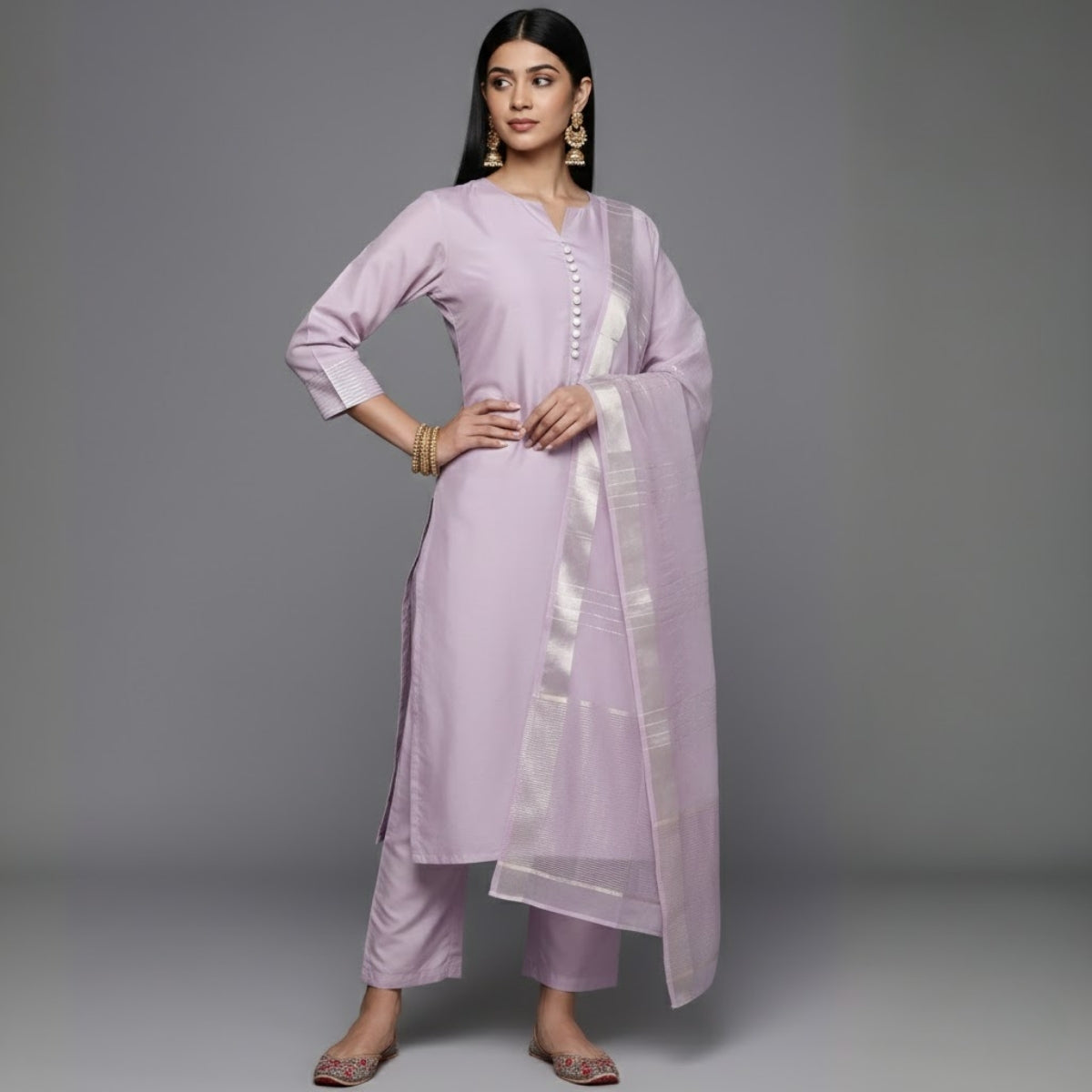 Women's Pack of 3 Pure Cotton Kurtis with Pant & Dupatta |C-014