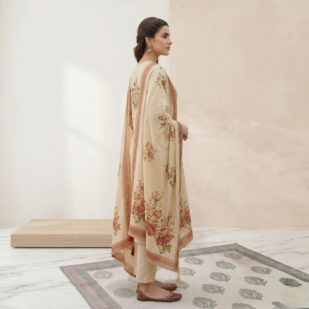 Women's Pack of 3 Pure Cotton Kurtas Pant Set & Dupatta |C-031