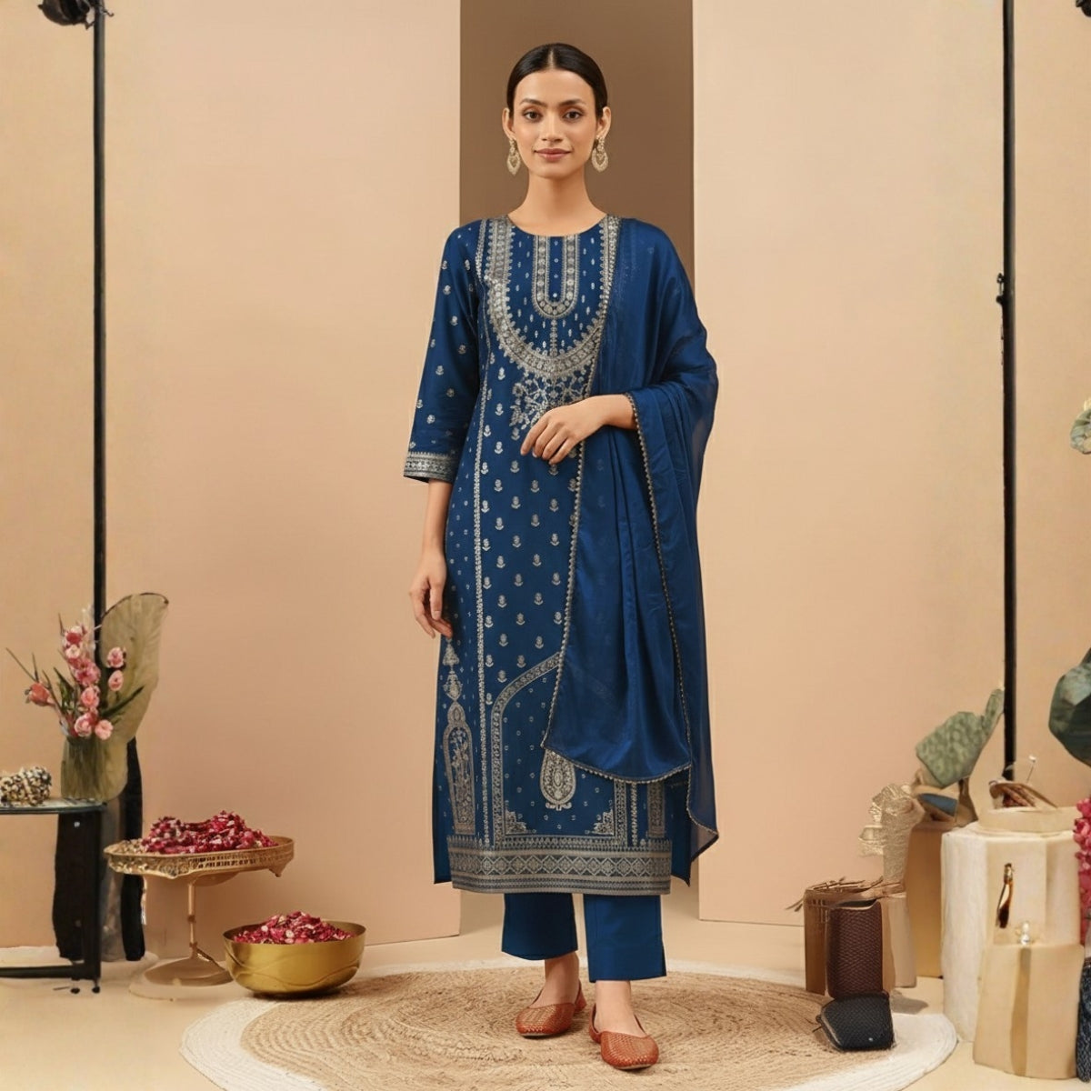 Pack of 2 Premium Cotton Kurtis with Pant & Dupatta – Casual Ethnic | C-03