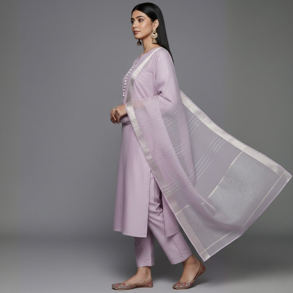 Women's Pack of 3 Pure Cotton Kurtis with Pant & Dupatta |C-014