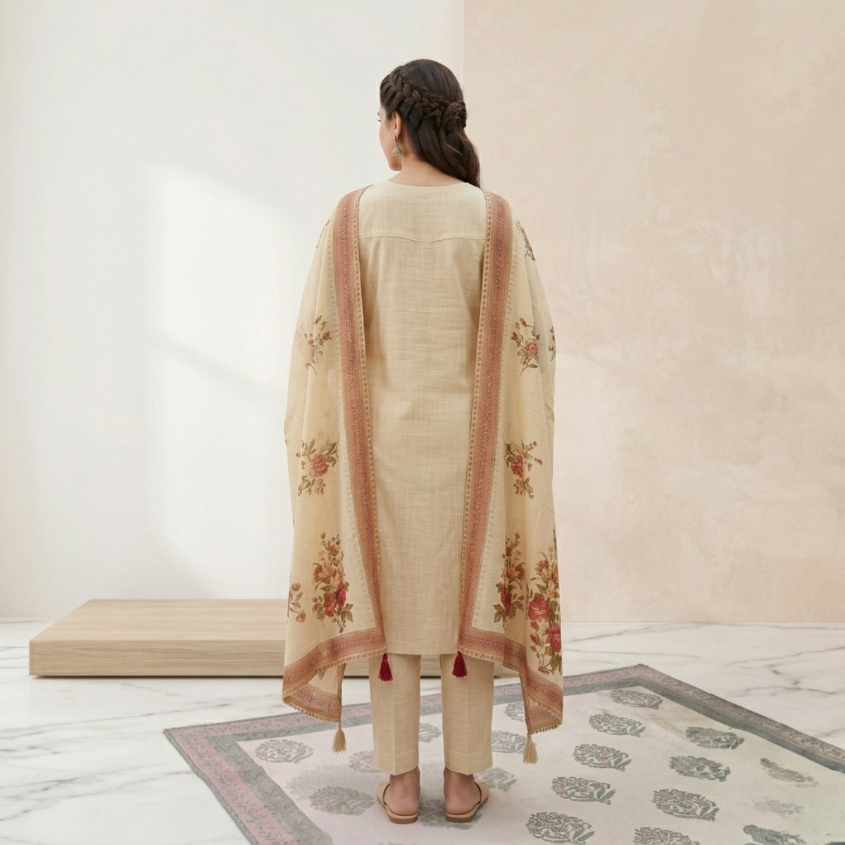 Women's Pack of 3 Pure Cotton Kurtas Pant Set & Dupatta |C-031