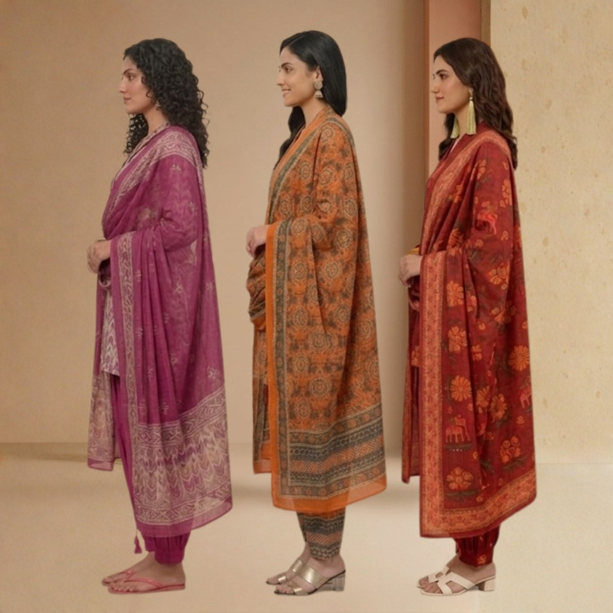 Pack Of 3 Farshi Salwar Kurta Set With Dupatta ( CKD_06)