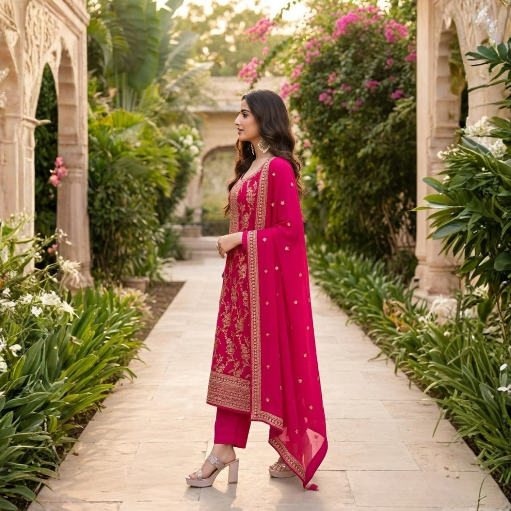 Women's Pack of 3 Pure Cotton Kurtas Pant Set & Dupatta |C-024