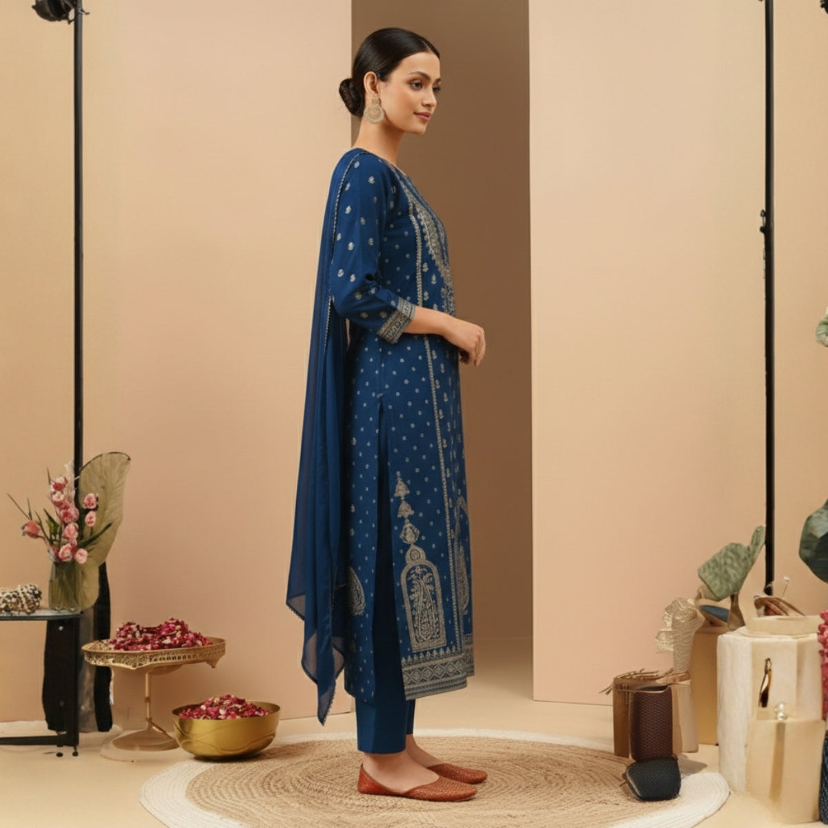 Pack of 2 Premium Cotton Kurtis with Pant & Dupatta – Casual Ethnic | C-03