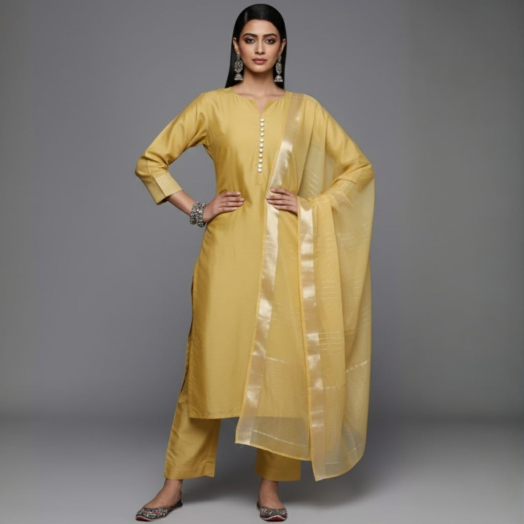 Women's Pack of 3 Pure Cotton Kurtis with Pant & Dupatta |C-014