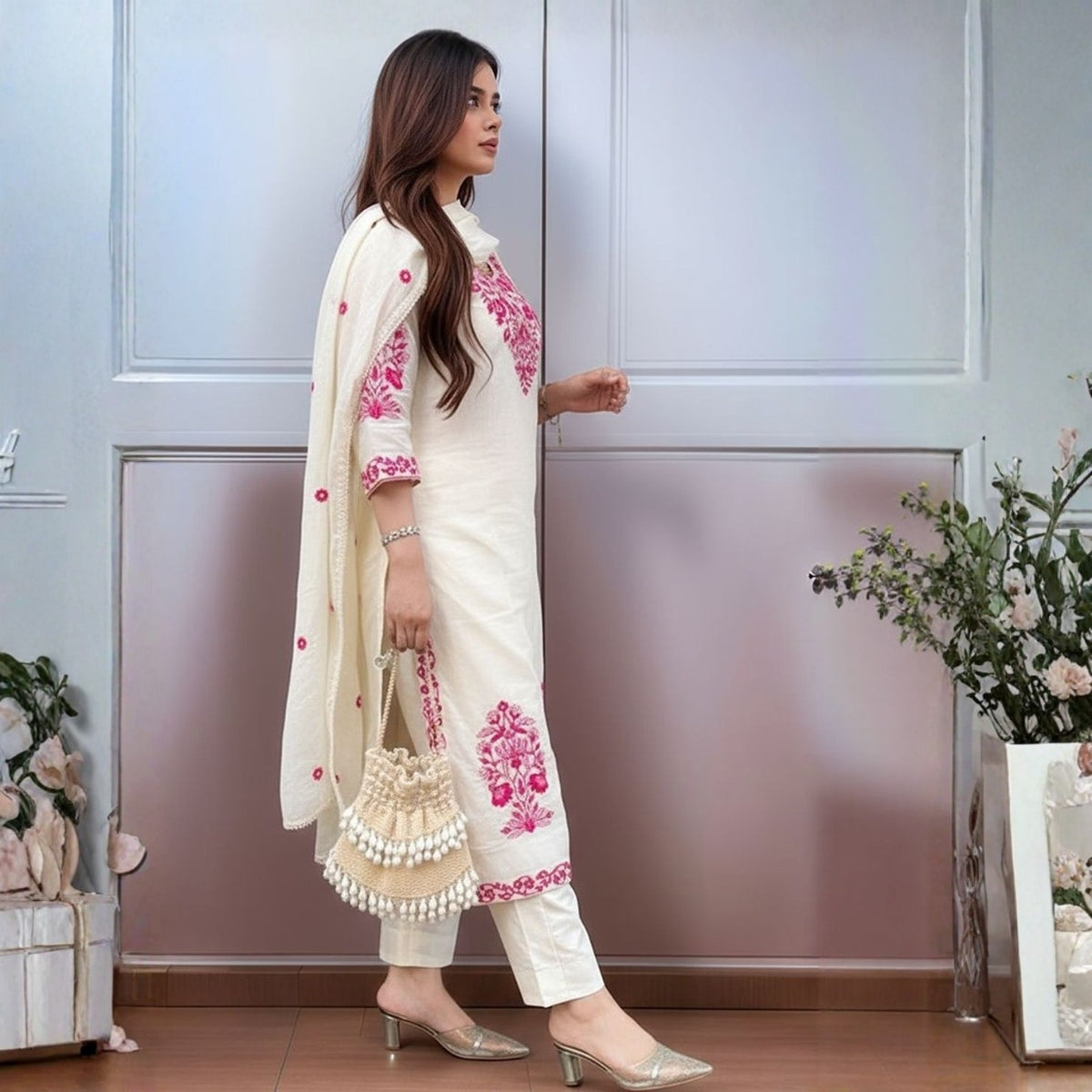 Pack of 2 Premium Cotton Kurtis with Pant & Dupatta – Casual Ethnic | C-03