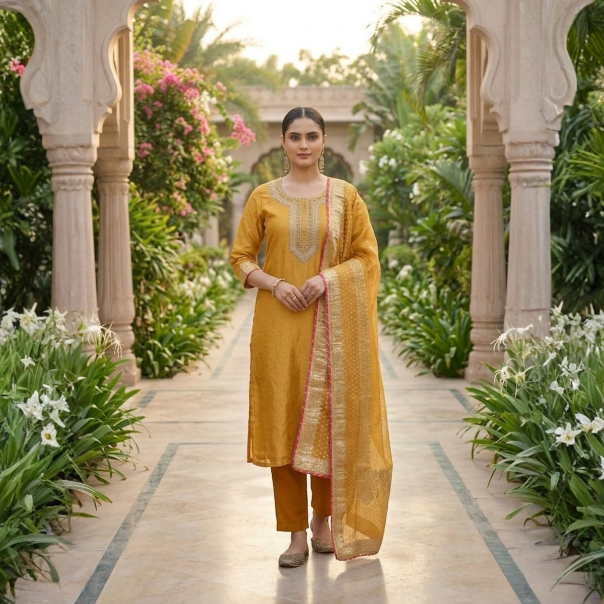 Women's Pack of 3 Pure Cotton Kurtas Pant Set & Dupatta |C-025