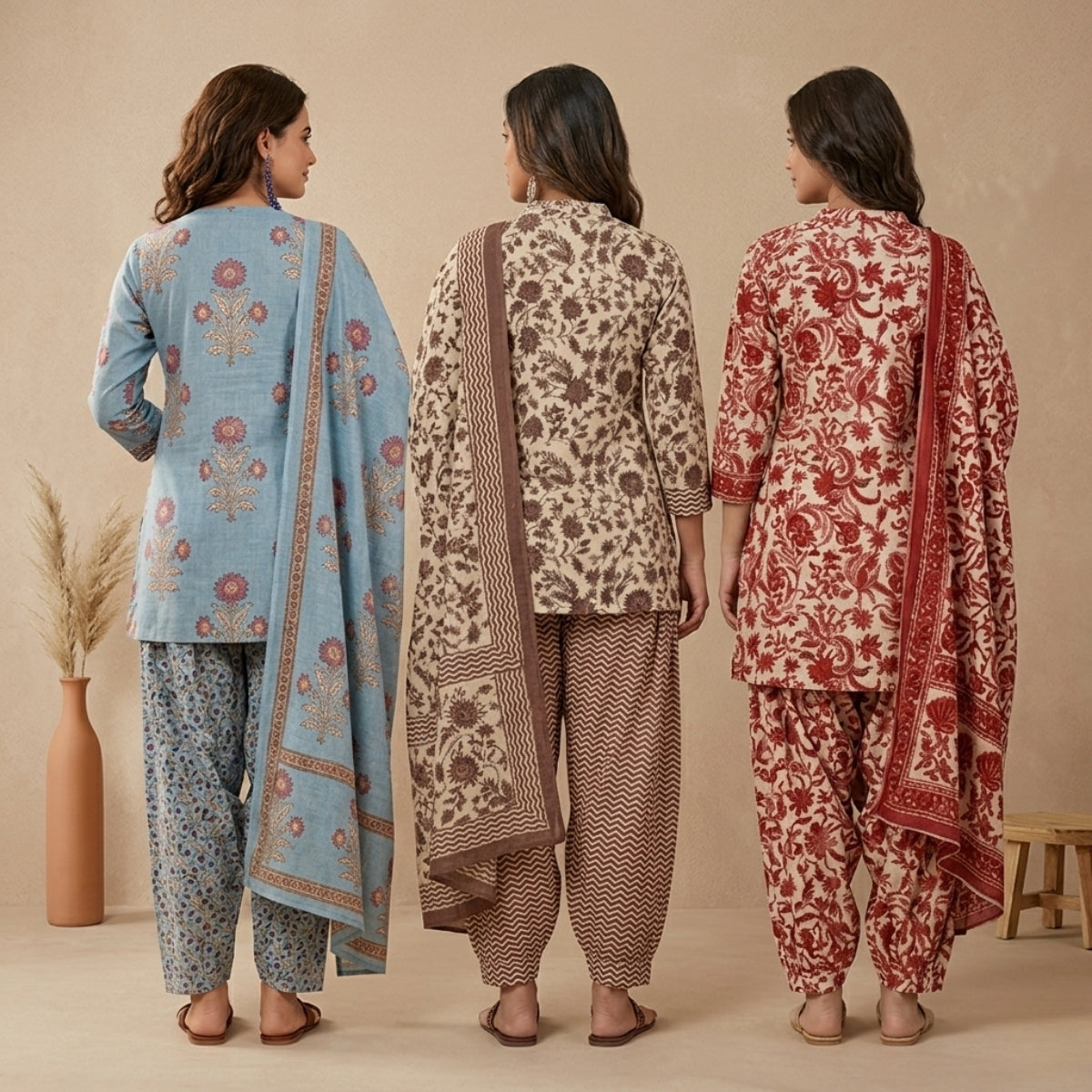 Pack Of 3 Farshi Salwar Kurta Set With Dupatta ( CKD_07)