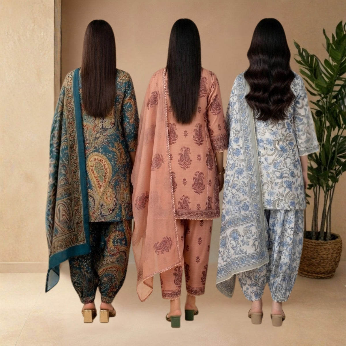 Pack Of 3 Farshi Salwar Kurta Set With Dupatta ( CKD_02)