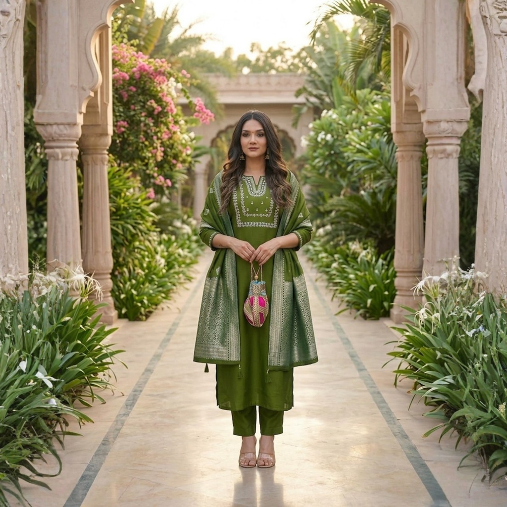 Women's Pack of 3 Pure Cotton Kurtas Pant Set & Dupatta |C-025