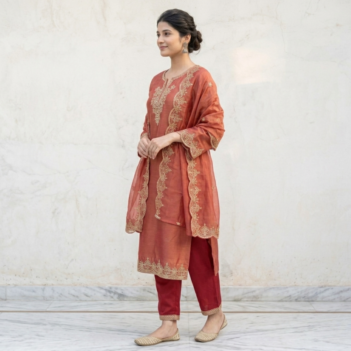 Women's Pack of 3 Pure Cotton Kurtas Pant Set & Dupatta |C-032