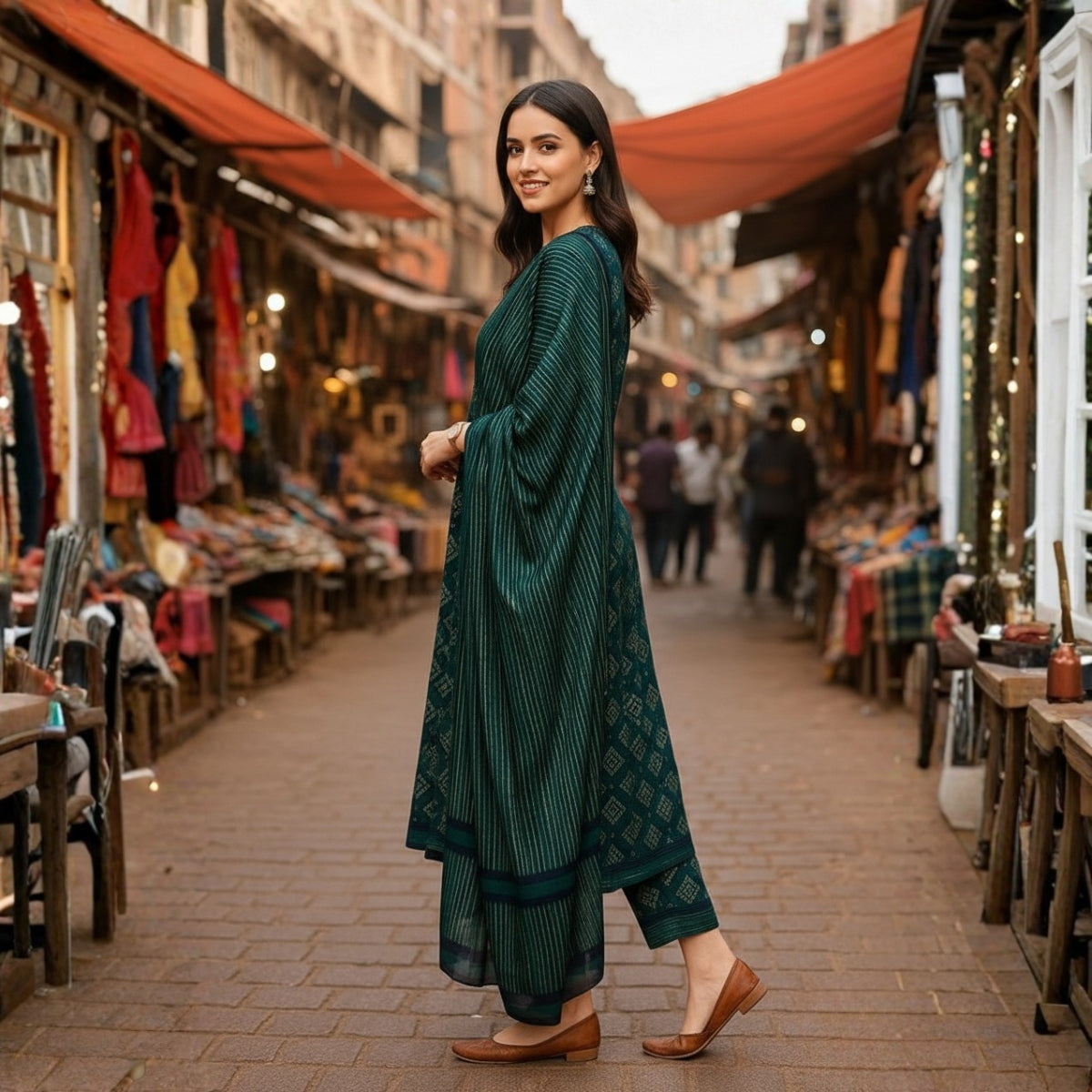 Pack of 2 Premium Cotton Kurtis with Pant & Dupatta – Casual Ethnic | C-08