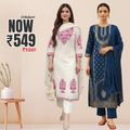 Pack of 2 Premium Cotton Kurtis with Pant & Dupatta – Casual Ethnic | C-03