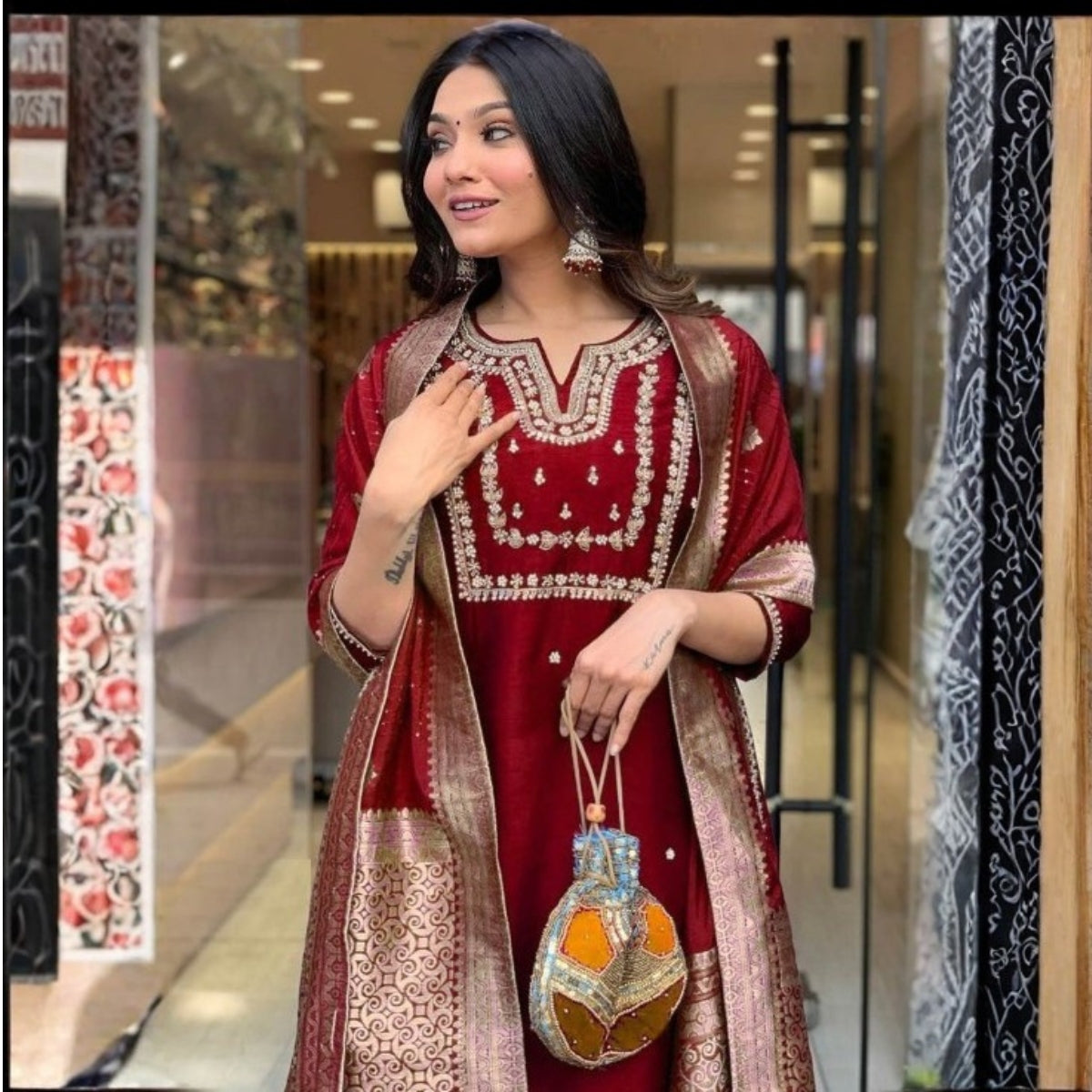 Pack of 2 Premium Cotton Kurtis with Pant & Dupatta – Casual Ethnic | C-04