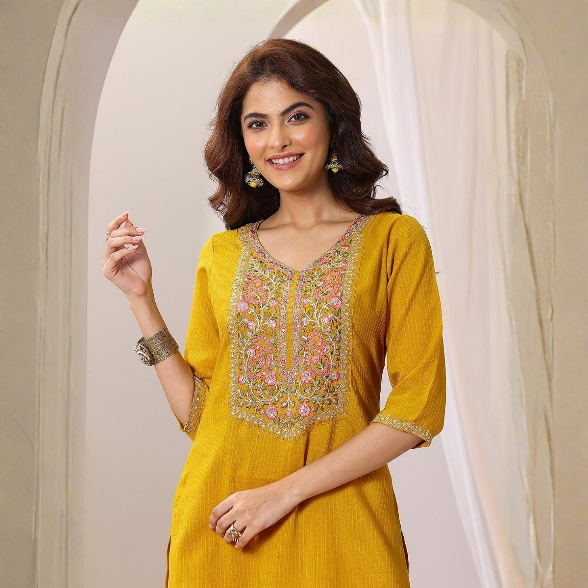 Pack of 2 Premium Cotton Kurtis with Pant & Dupatta – Casual Ethnic| C-15