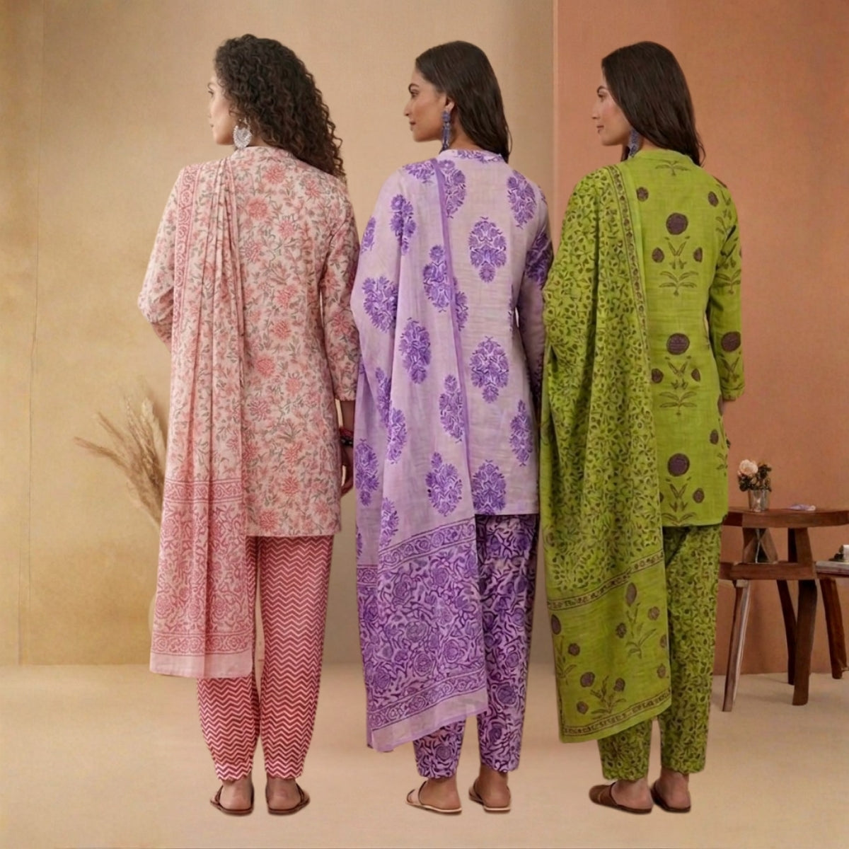 Pack Of 3 Farshi Salwar Kurta Set With Dupatta ( CKD_08)