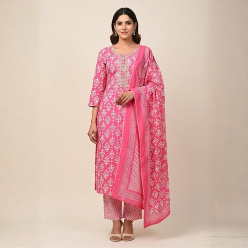 Pack of 2 Premium Cotton Kurtis with Pant & Dupatta – Casual Ethnic | C-02