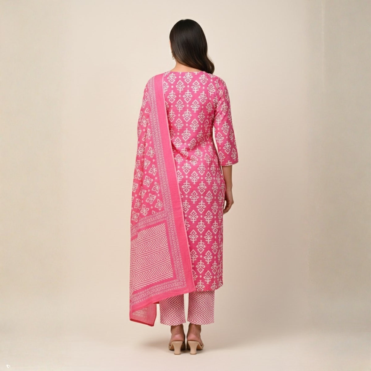 Pack of 2 Premium Cotton Kurtis with Pant & Dupatta – Casual Ethnic | C-02