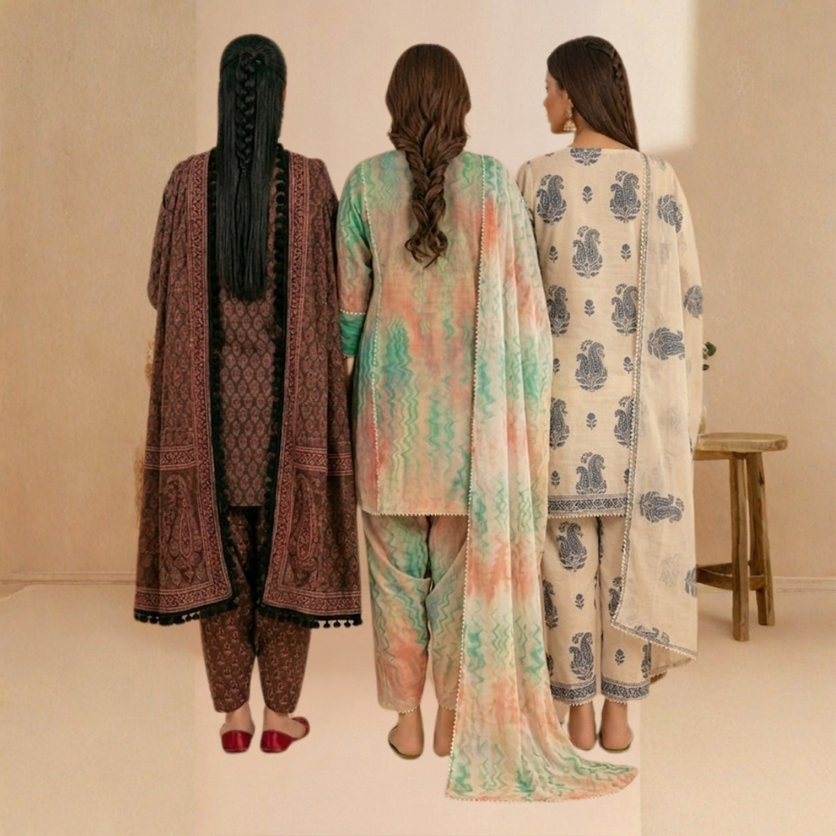 Pack Of 3 Farshi Salwar Kurta Set With Dupatta ( CKD_09)