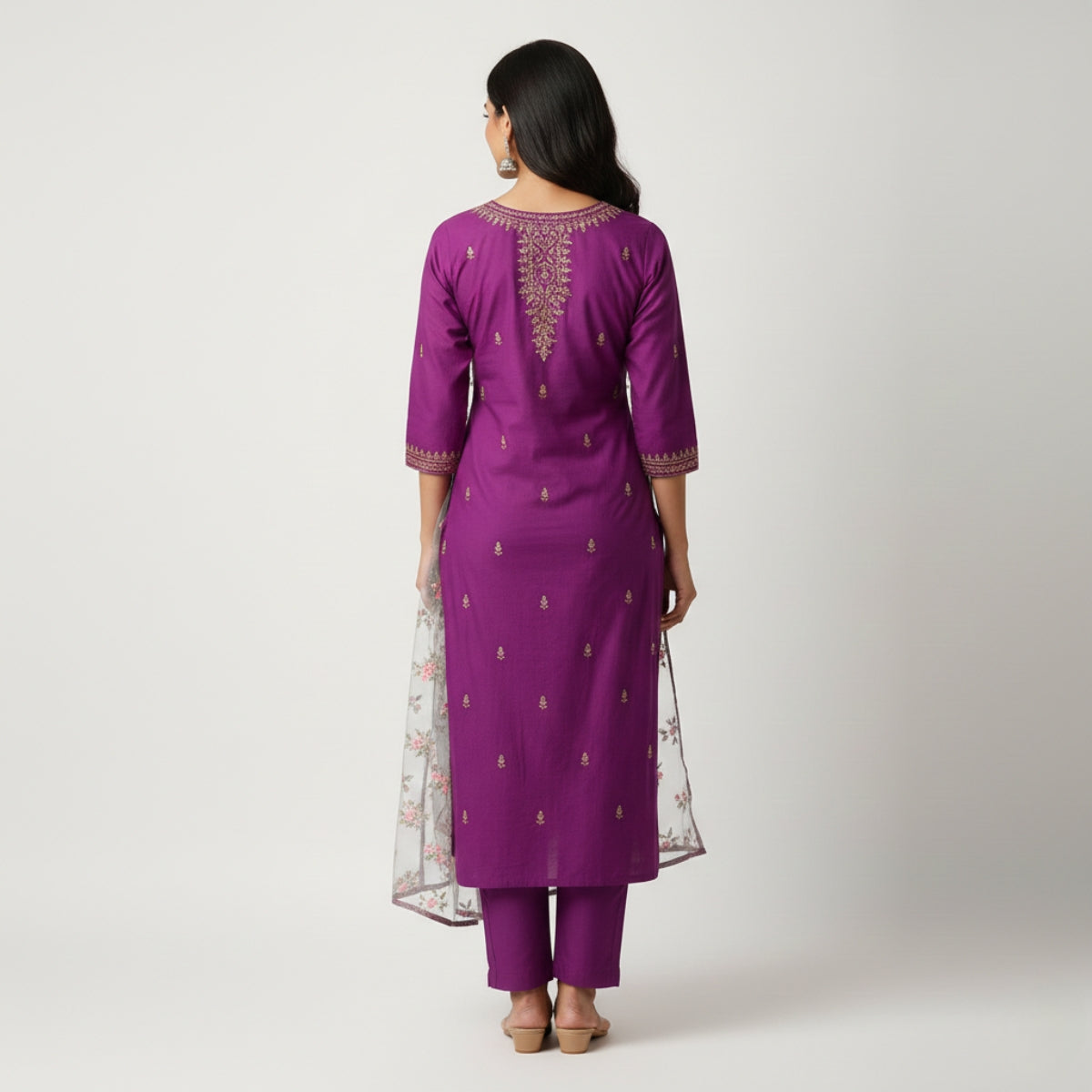 Pack of 2 Premium Cotton Kurtis with Pant & Dupatta – Casual Ethnic | C-01