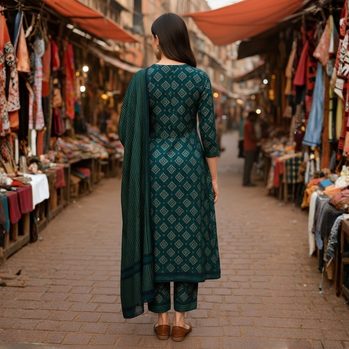 Pack of 2 Premium Cotton Kurtis with Pant & Dupatta – Casual Ethnic | C-08