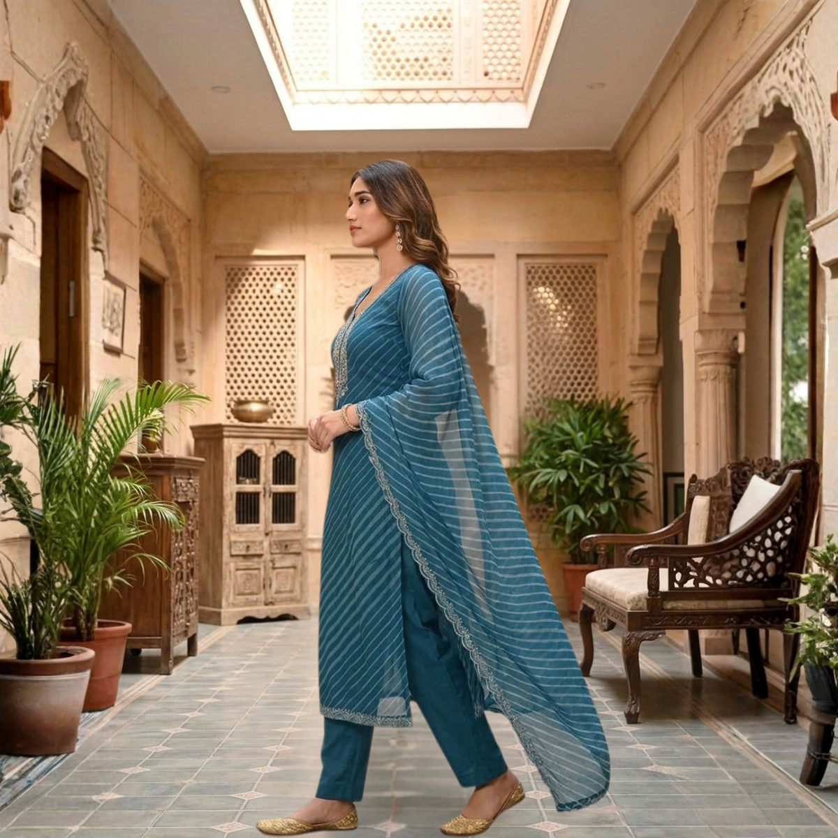 Women's Pack of 3 Pure Cotton Kurtas Pant Set & Dupatta |C-022