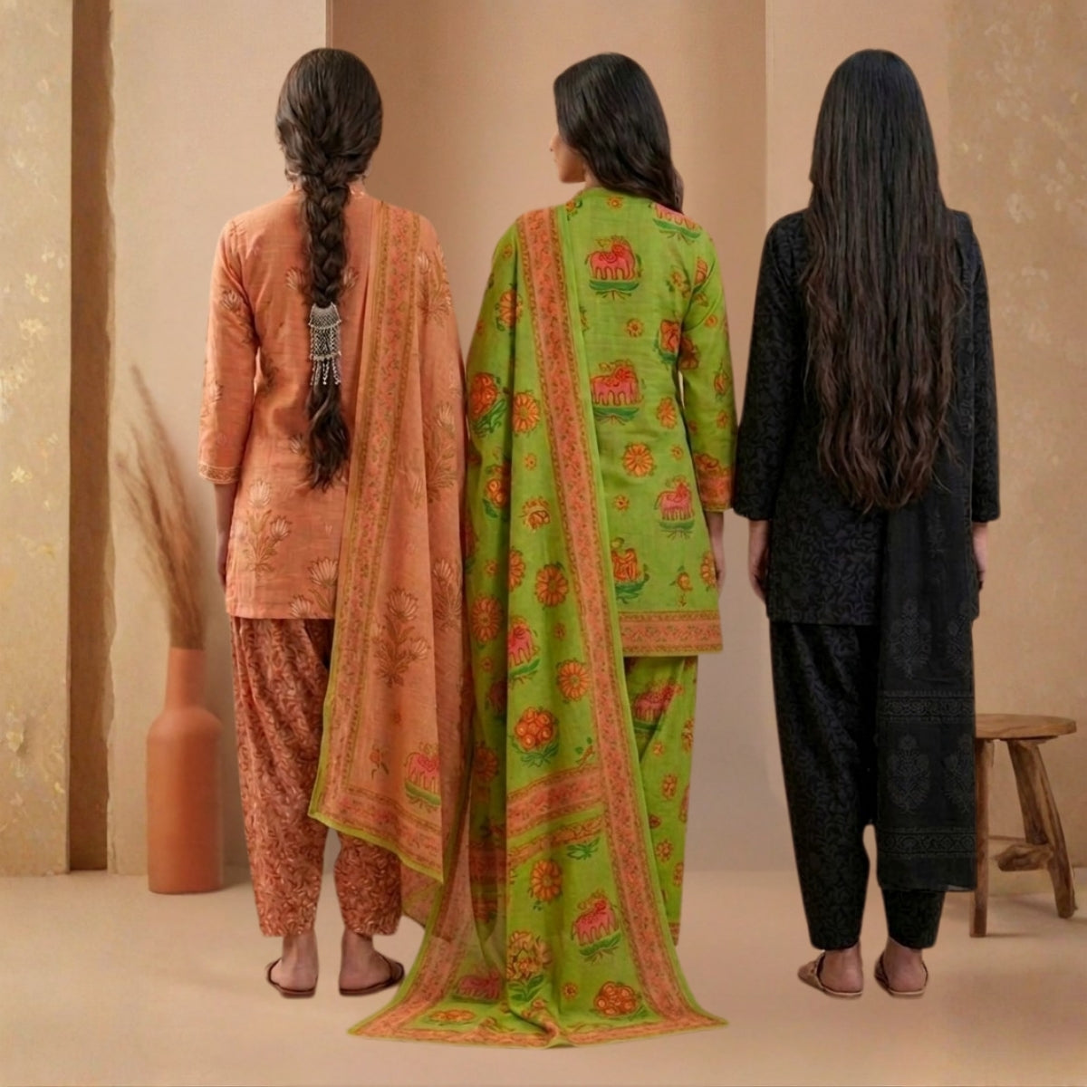 Pack Of 3 Farshi Salwar Kurta Set With Dupatta ( CKD_10)