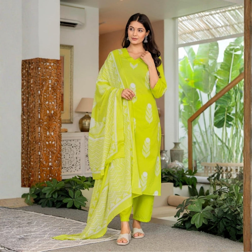 Pack of 2 Premium Cotton Kurtis with Pant & Dupatta – Casual Ethnic| C-16