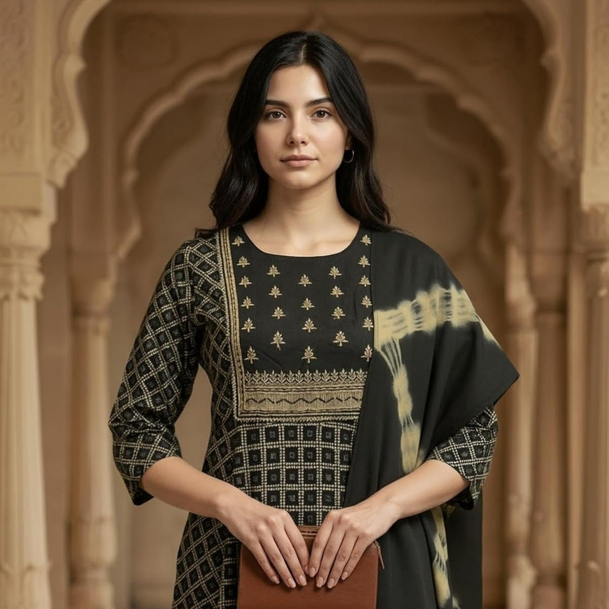 Pack of 2 Premium Cotton Kurtis with Pant & Dupatta – Casual Ethnic| C-17