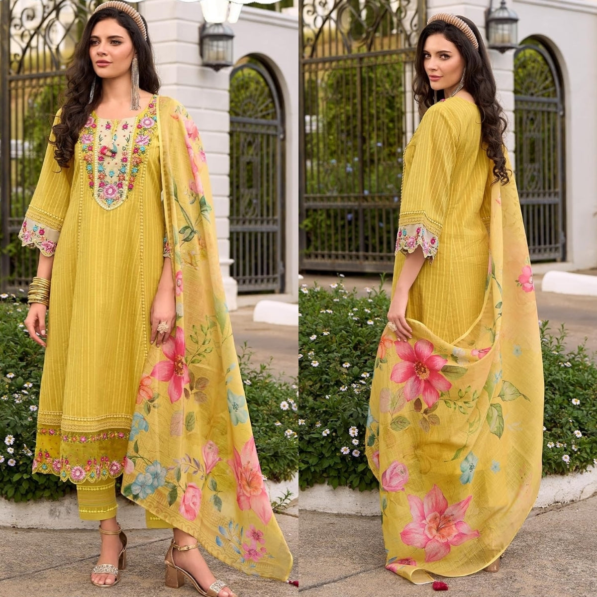 Pack of 2 Premium Cotton Kurtis with Plazzo Pant & Dupatta – Casual Ethnic| C-11