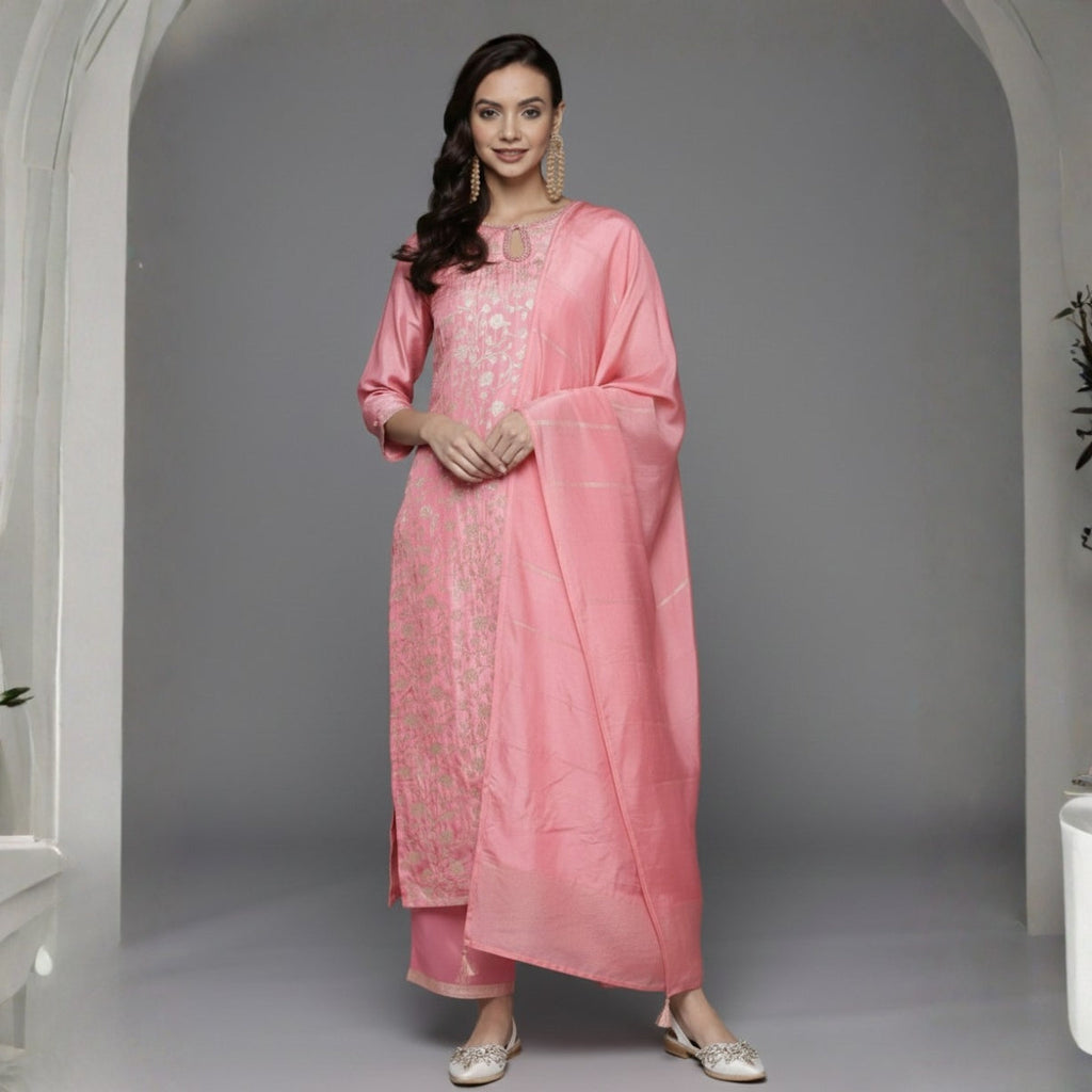 Pack of 2 Premium Cotton Kurtis with Pant & Dupatta – Casual Ethnic | C-08
