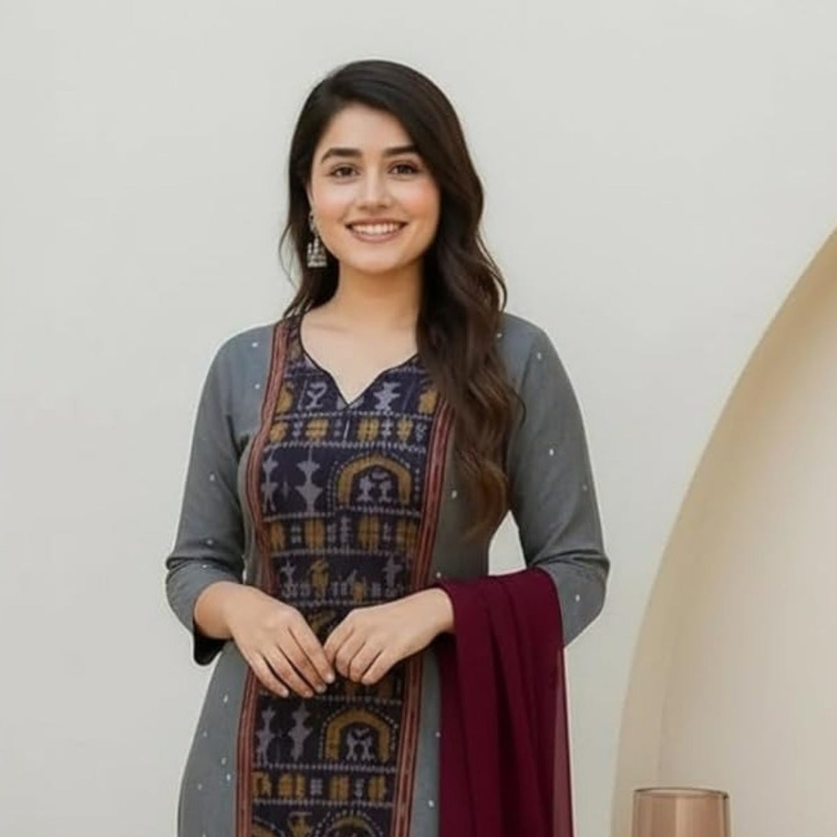 Pack of 2 Premium Cotton Kurtis with Pant & Dupatta – Casual Ethnic| C-17