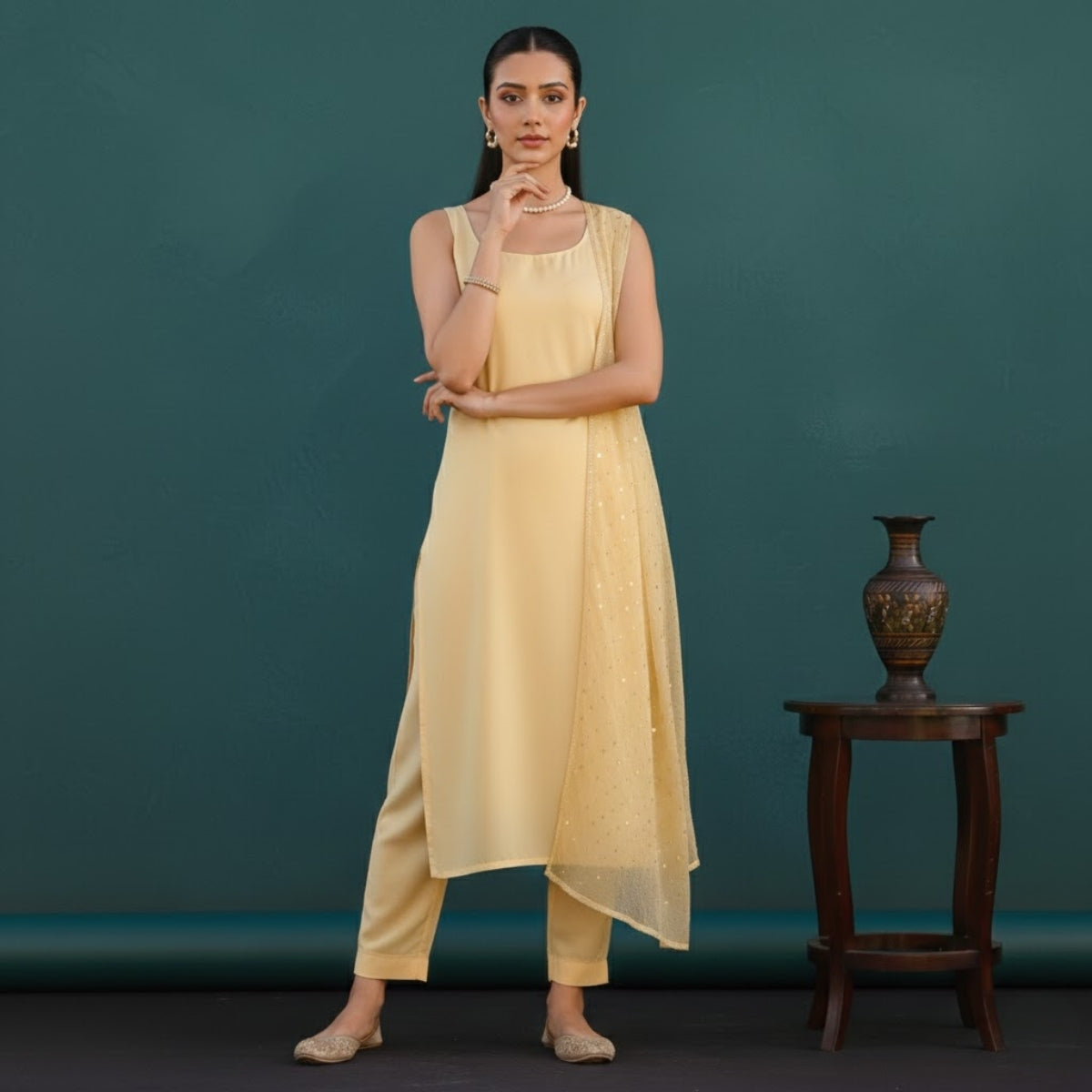 Women's Pack of 3 Pure Cotton Kurtis with Pant & Dupatta |C-018