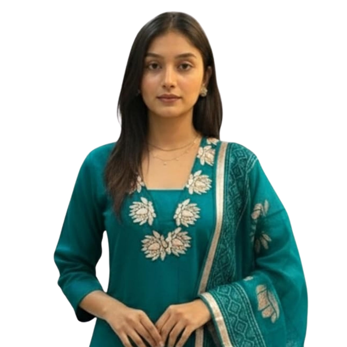 Pack of 2 Premium Cotton Kurtis with Plazzo Pant & Dupatta – Casual Ethnic| C-18