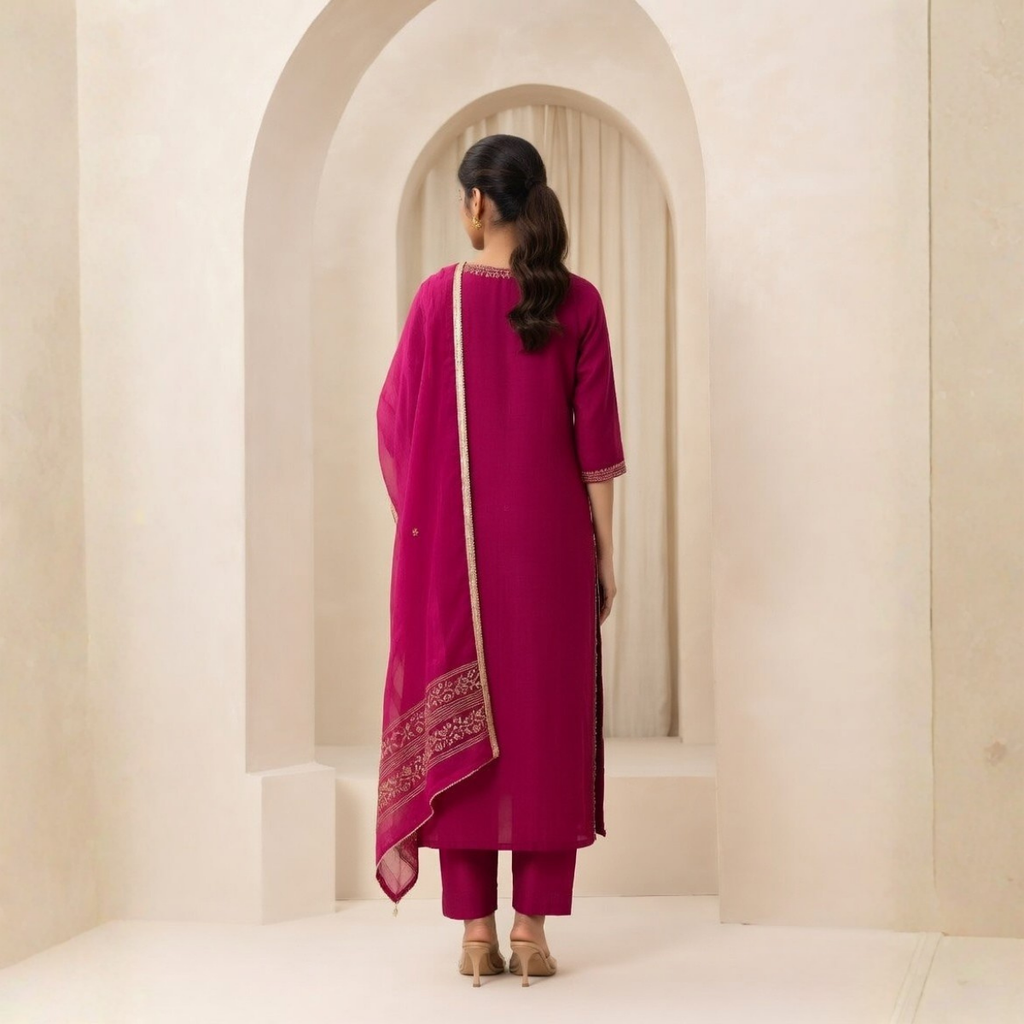 Women's Pack of 3 Pure Cotton Kurtas Pant Set & Dupatta |C-030